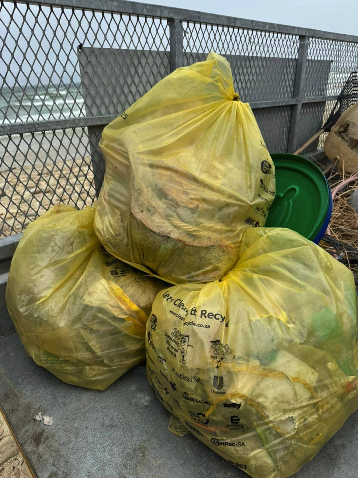 Bags of waste removed from a recent beach clean-up.