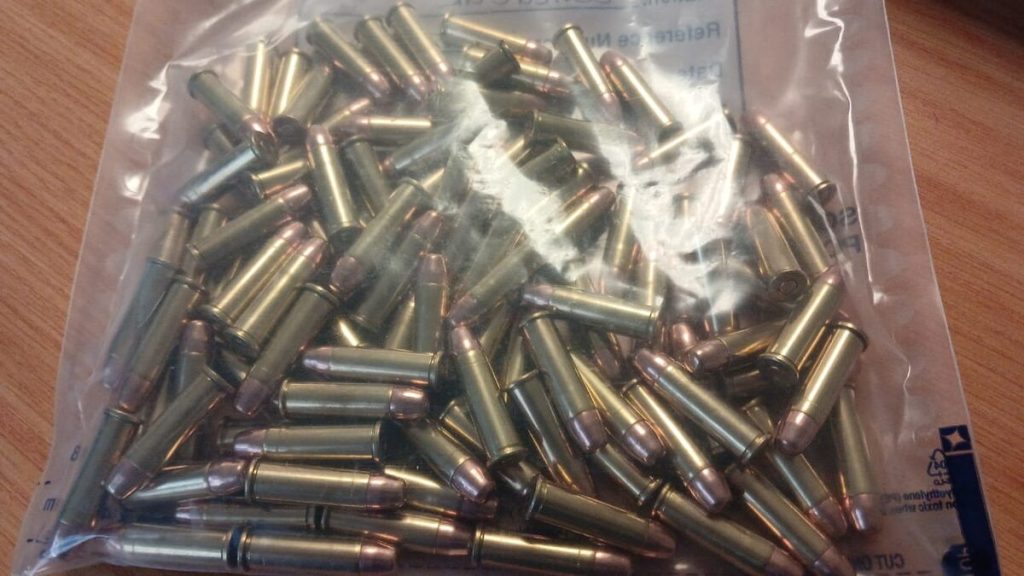 a bag of hundreds of bullets found in a bust