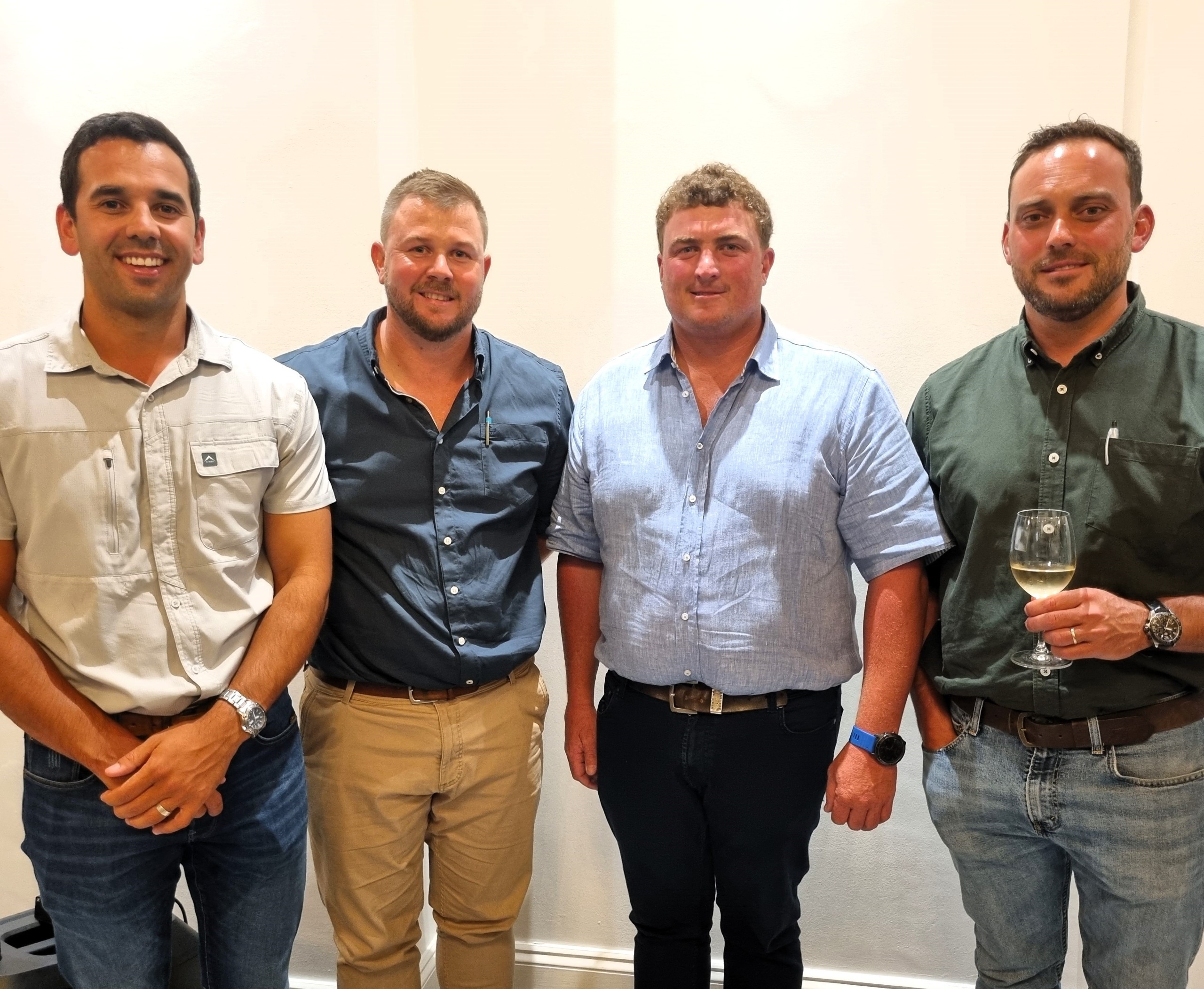Die herverkose uitvoerende komitee is (van links) Pieter Loubser (uitvoerende komiteelid), Eduard Loubser (voorsitter), Rennie Brink (ondervoorsitter) en Thys Louw van Maastricht (sekretaris). Afwesig: Thys Louw van Diemersdal (tesourier).