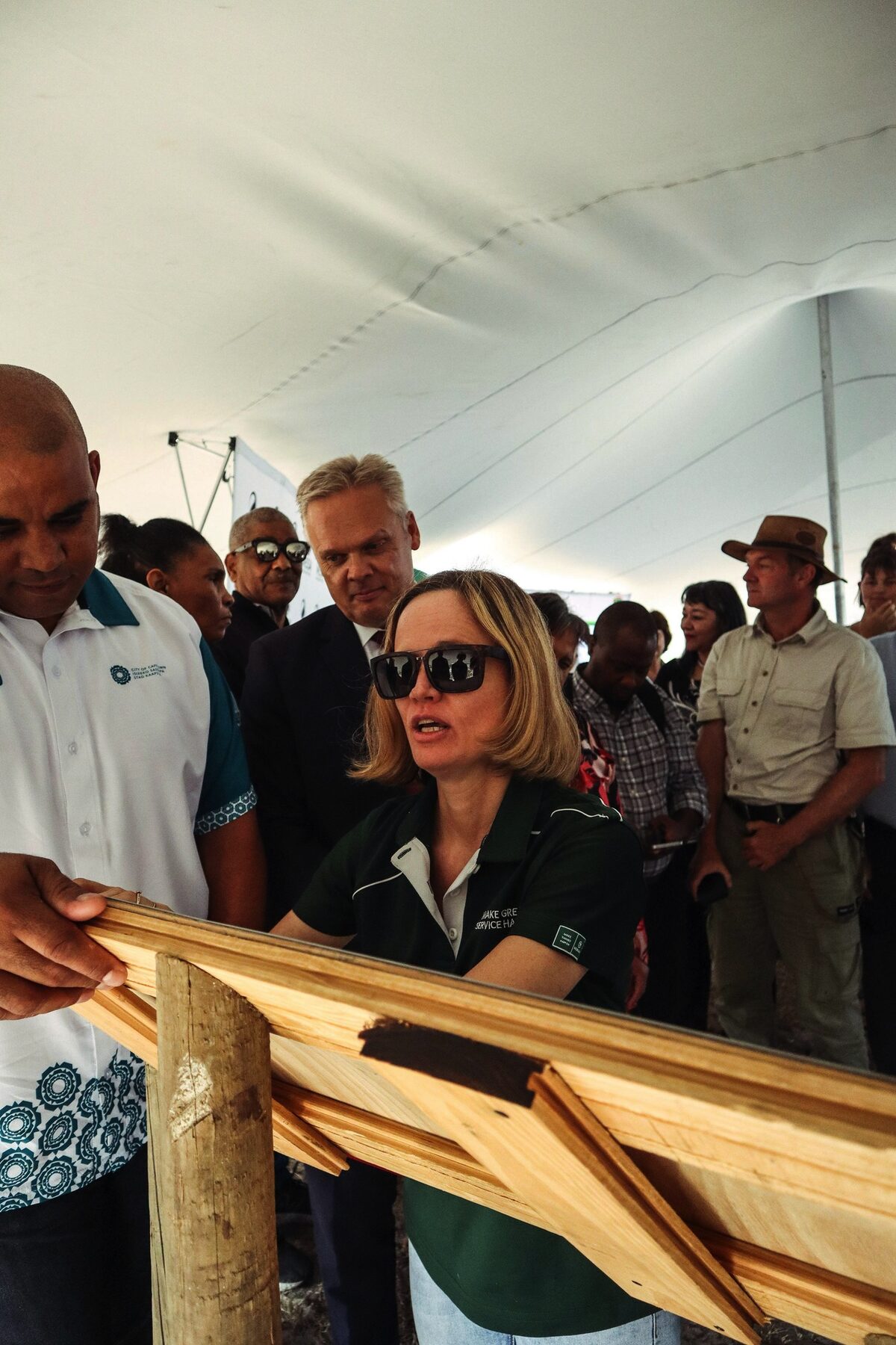 Blind SA and partners celebrate accessible beach signage.