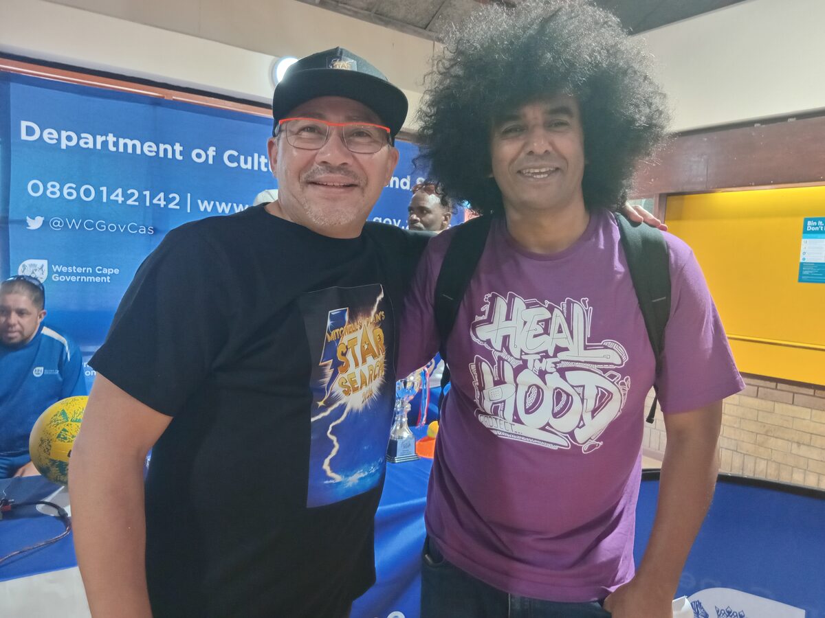 Entertainers Alistair Izobell and Emile Jansen at the Department of Arts and Culture Open Day.