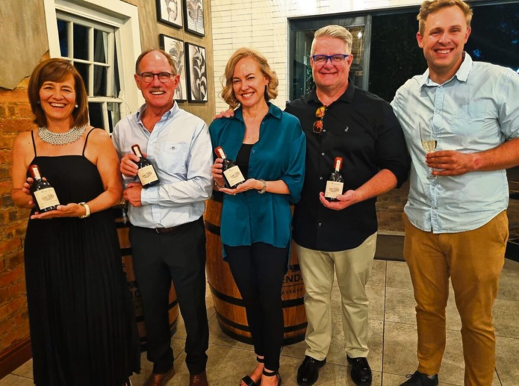 Aletta and Herman Coertze, owners of Meerendal Wine Estate, Bedelia en Bennie Piek, co-owners of 1702 Heritage Kitchen, and Wade Roger-Lund, cellar master. Photo: Esmé Erasmus