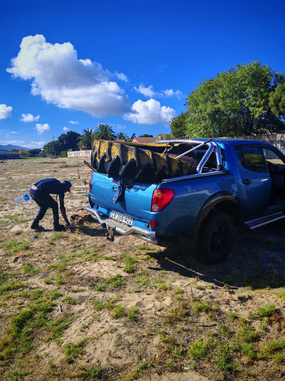
A local hero removes dumped tyres and helps tidy the park.