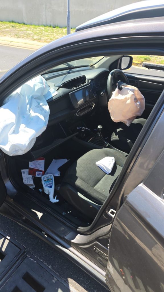 The airbags deployed in the vehicle which forced an end to the chase.