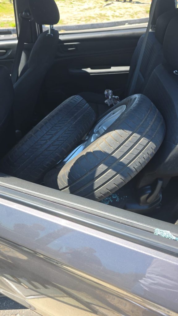 Tyres believed to have been stolen were also found in the vehicle.