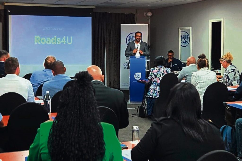 Tertuis Simmers, provincial minister of infrastructure, addressed the attendees at the official launch of the Roads4U mobile app.