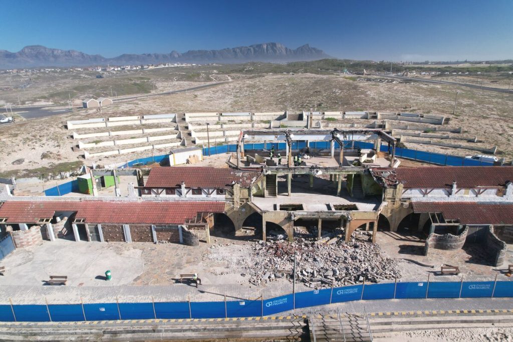 A drone view of the demolition taking place at the mermaids section.