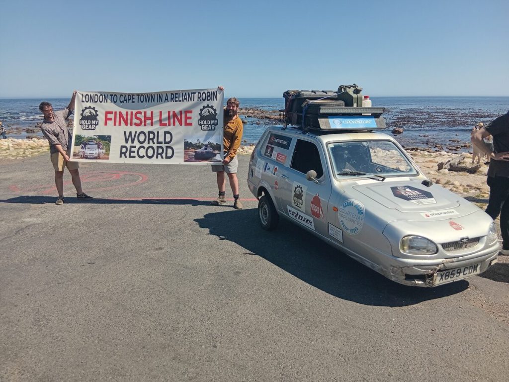 Ollie Jenks and Seth Scott with Sheila at the Cape of Good Hope.