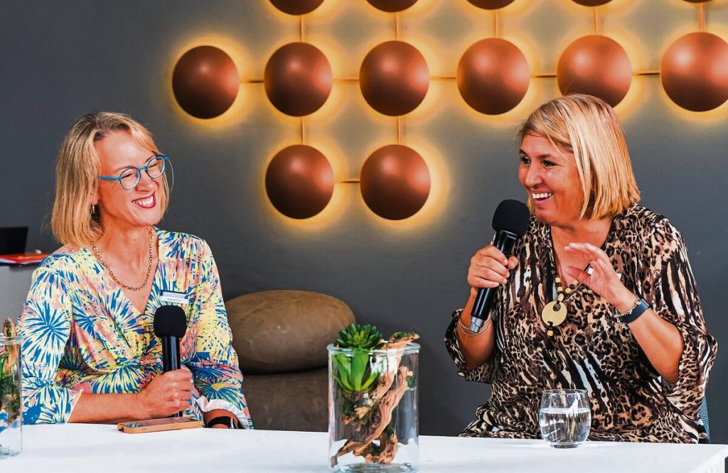 Fatima Davids (right) shared her story at the event and how the Basadi-Women Growth Fund is supporting her business.