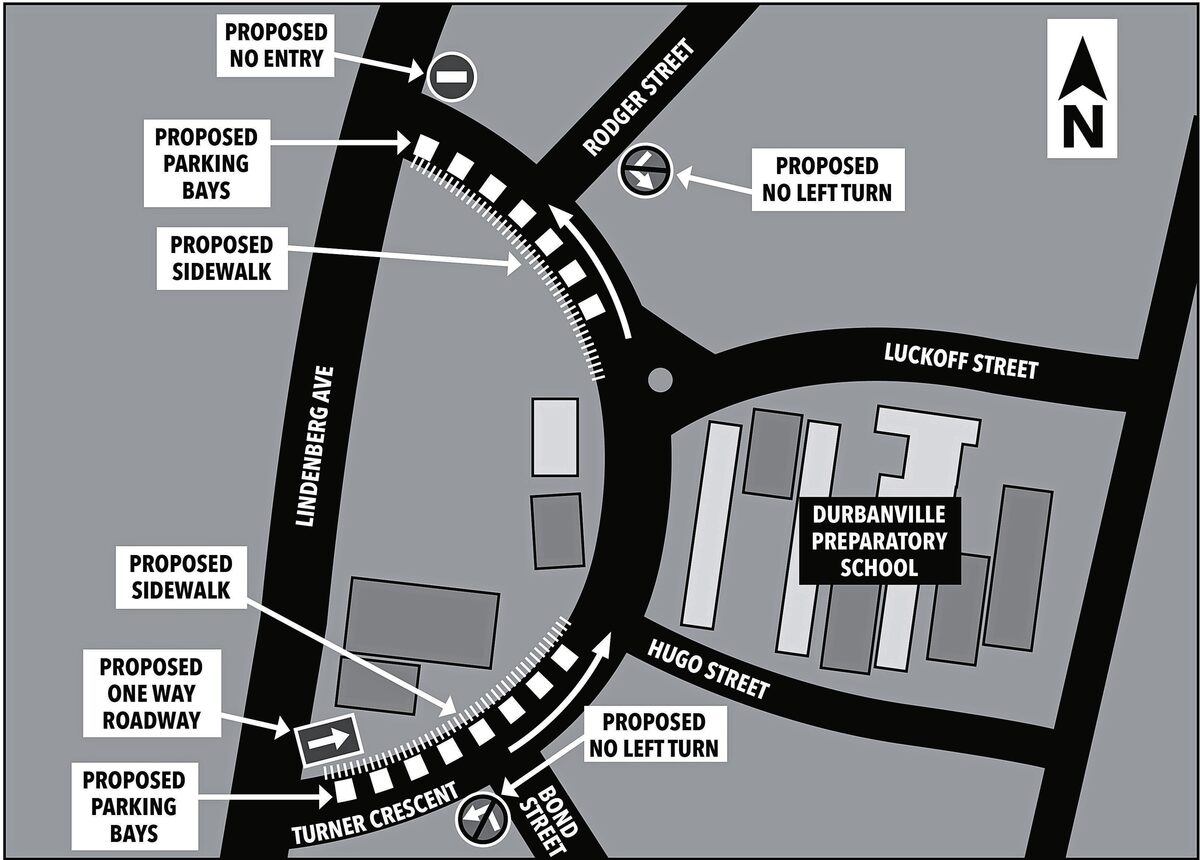A map of the proposed layout for Turner Crescent in Valmary Park.