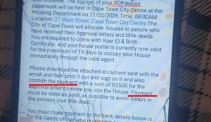 Scammers are targeting housing beneficiaries in Belhar