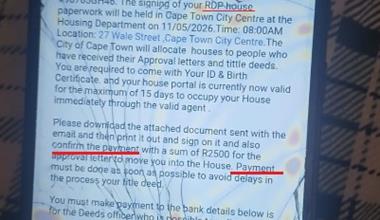 The City of Cape Town warns against housing scammers.