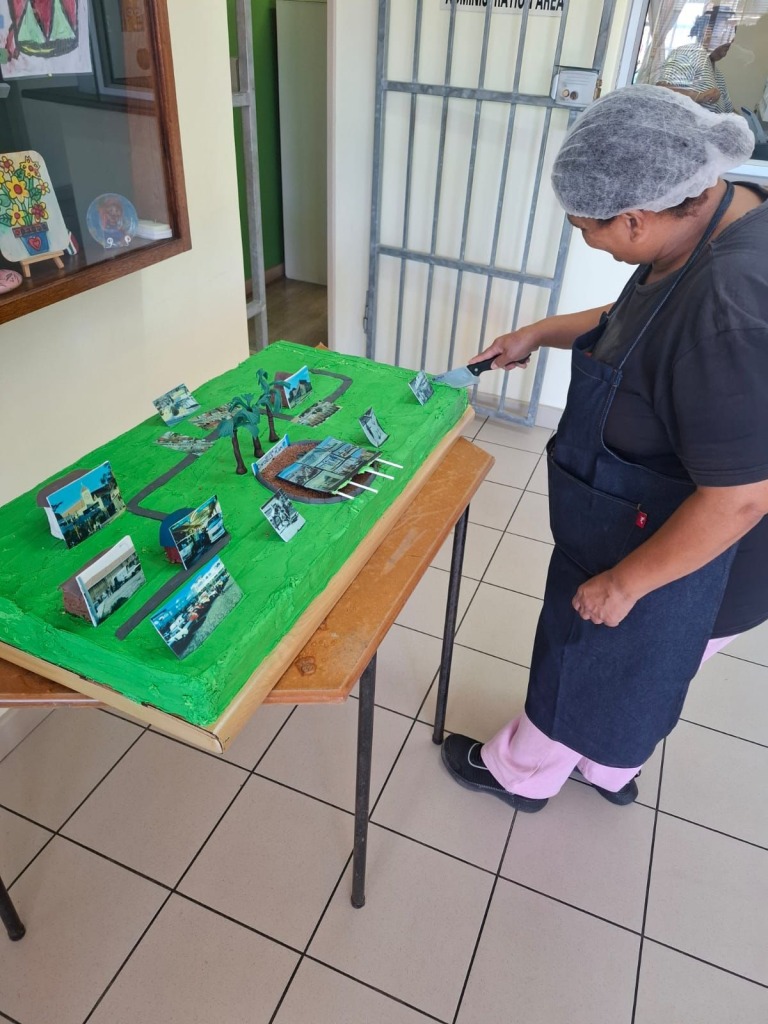 woman cutting cake