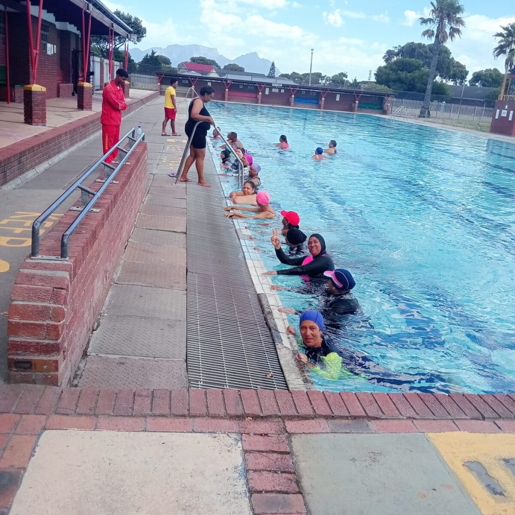 Seniors learn to swim at Lentegeur Swimming Pool.