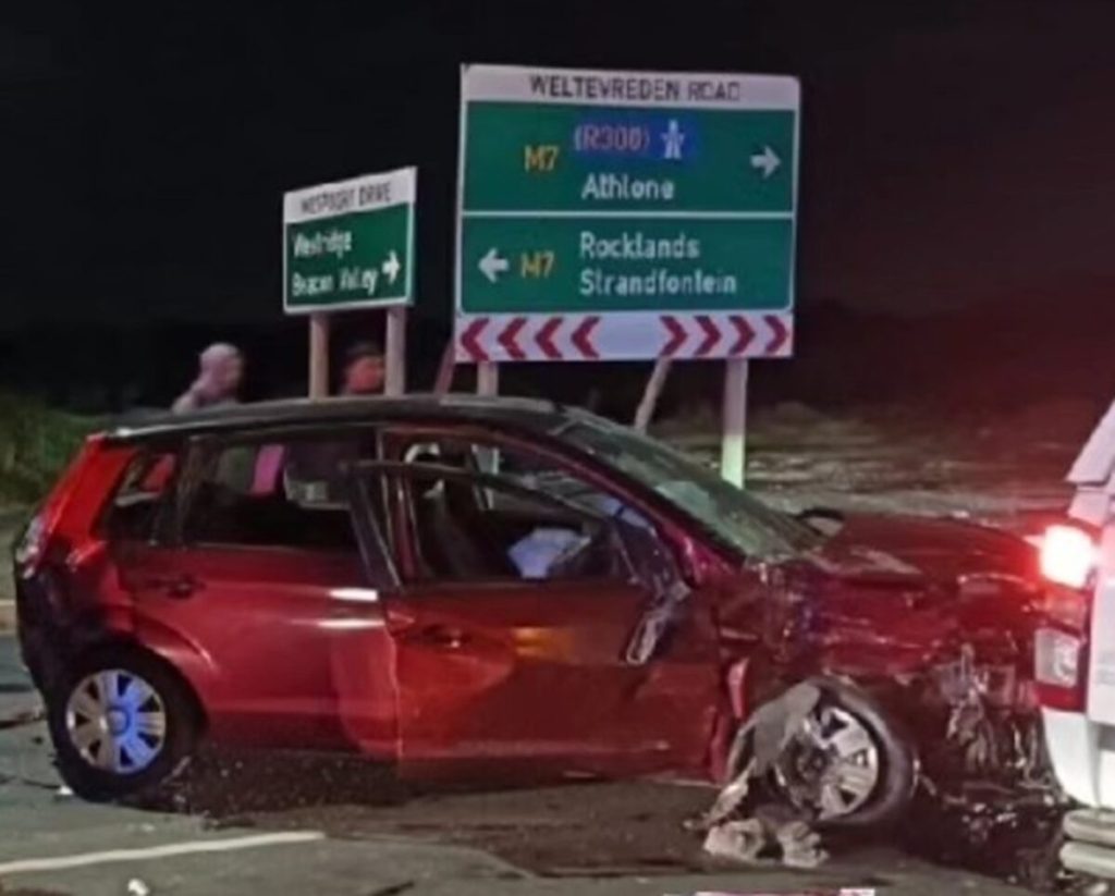 The maroon Ford Figo allegedly jumped the stop sign.