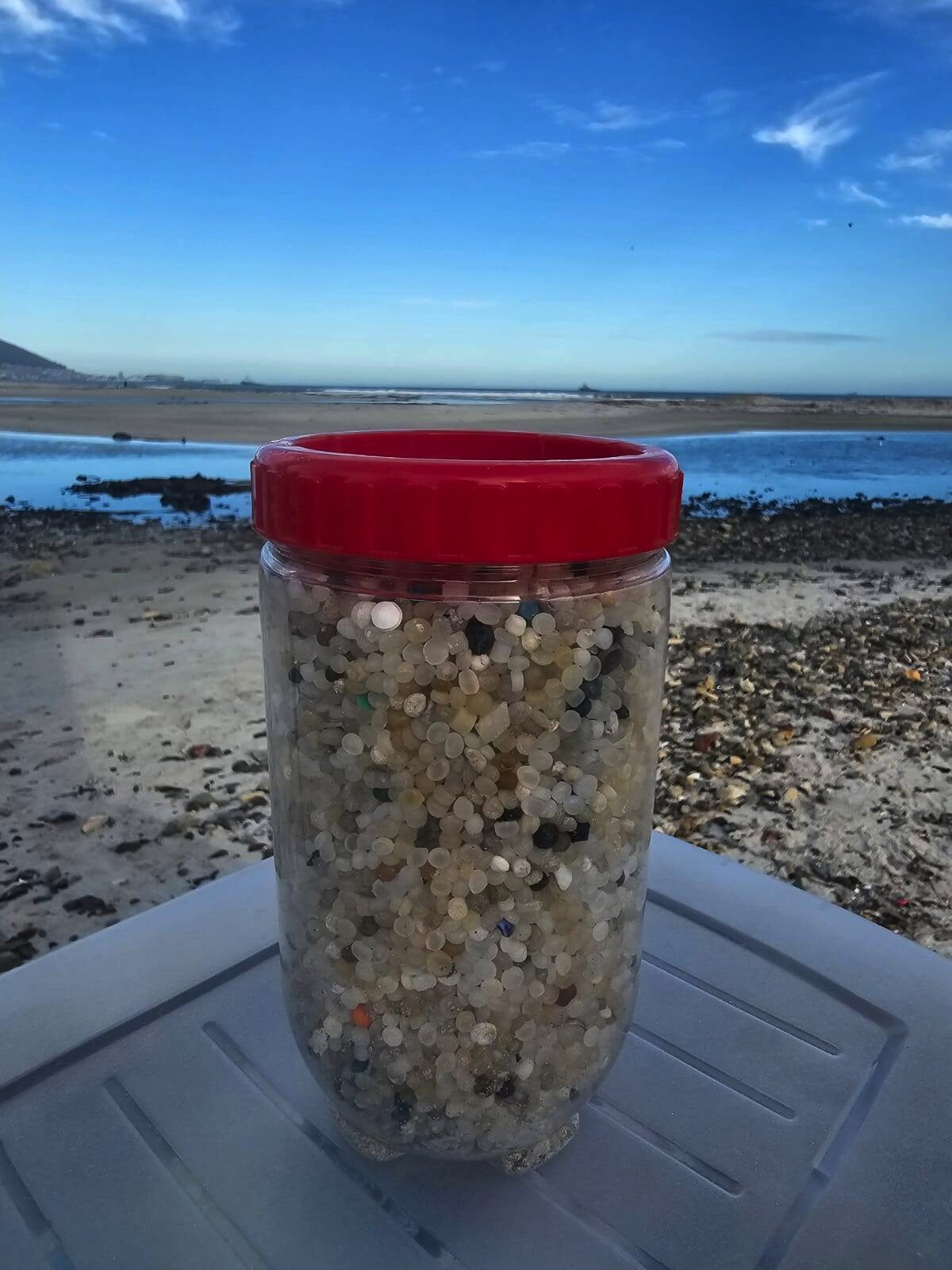 
Nurdles recovered from Lagoon Beach demonstrate how small plastic pellets enter the marine environment.