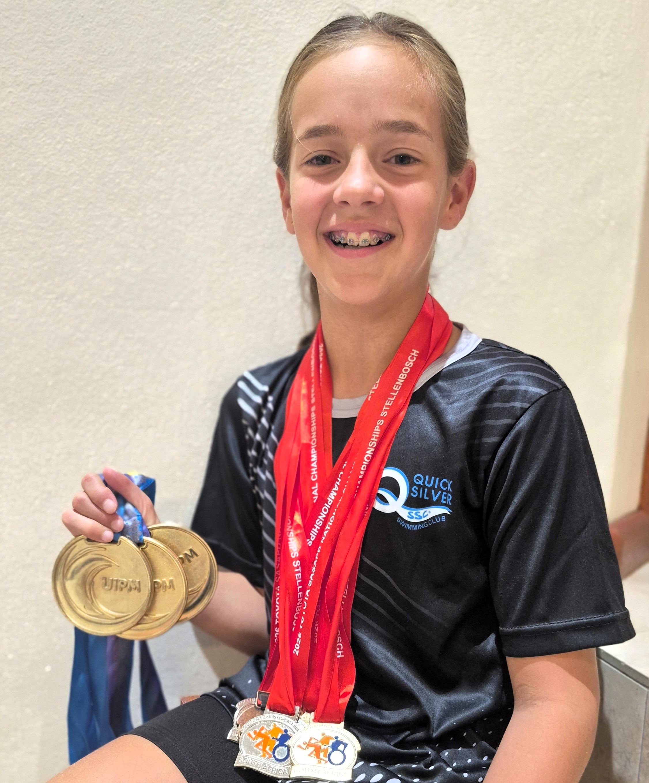 Leandi Hattingh won gold in all her categories at the recent SASPD Toyota Championships for swimming in Stellenbosch.
