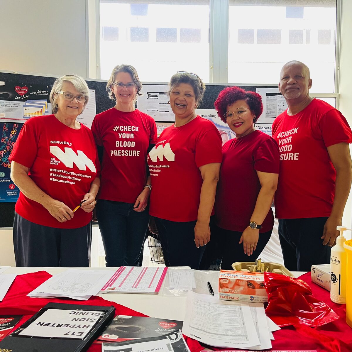 Staff screening patients to mark World Hypertension Day at Groote Schuur Hospital in Cape Town,.