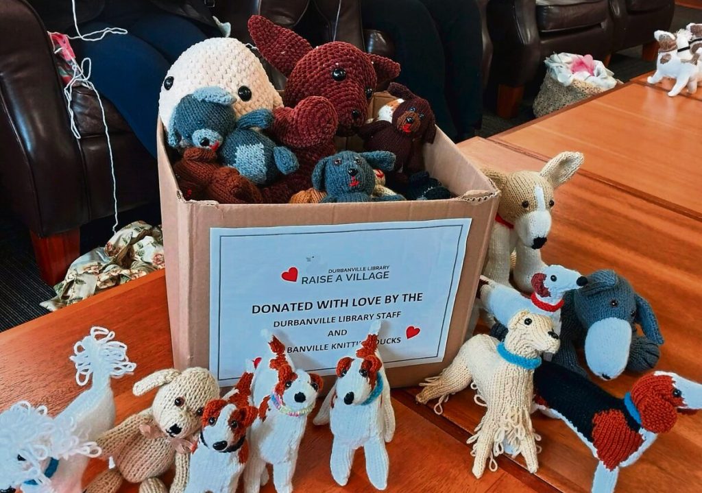 Here are some of the soft toy dogs that were knitted or crocheted by members of the Durbanville Knitting Ducks.