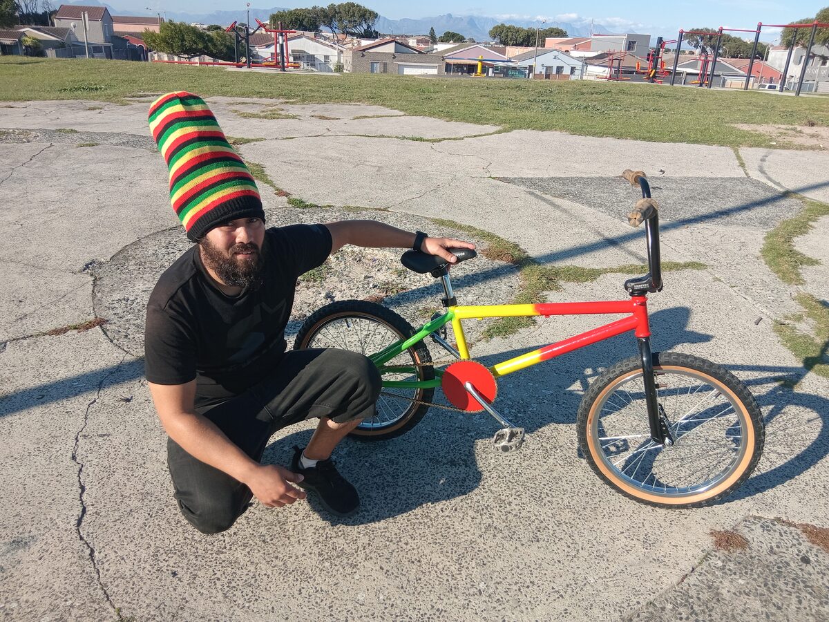 Ruben Small with one of the bikes he built up for street racing in Nile Park where he plans to hold the event.