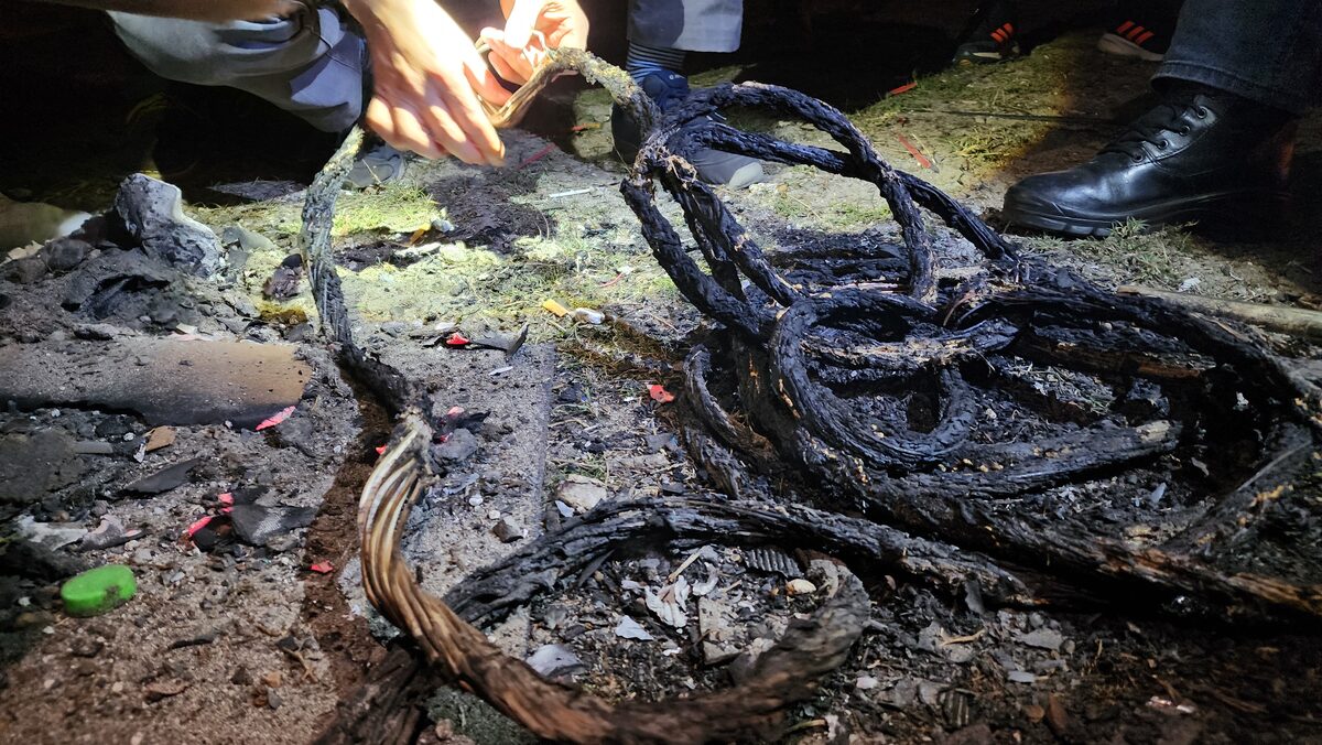Burnt cables found during a patrol