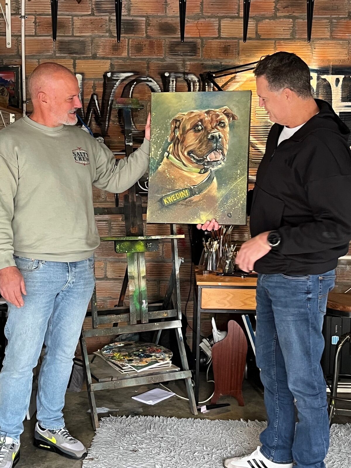 Springbok head coach Rassie Erasmus was recently presented with a portrait of his dog.