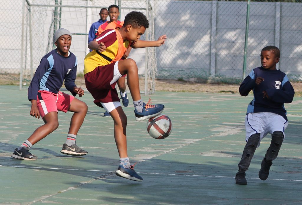 Fives soccer action