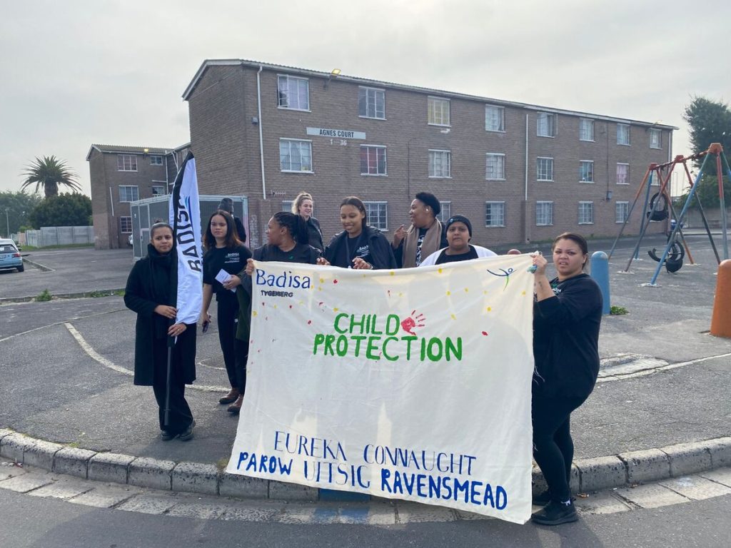 Staff members of Badisa Tygerberg on one of the walks in Ravensmead during Child Protection Week.