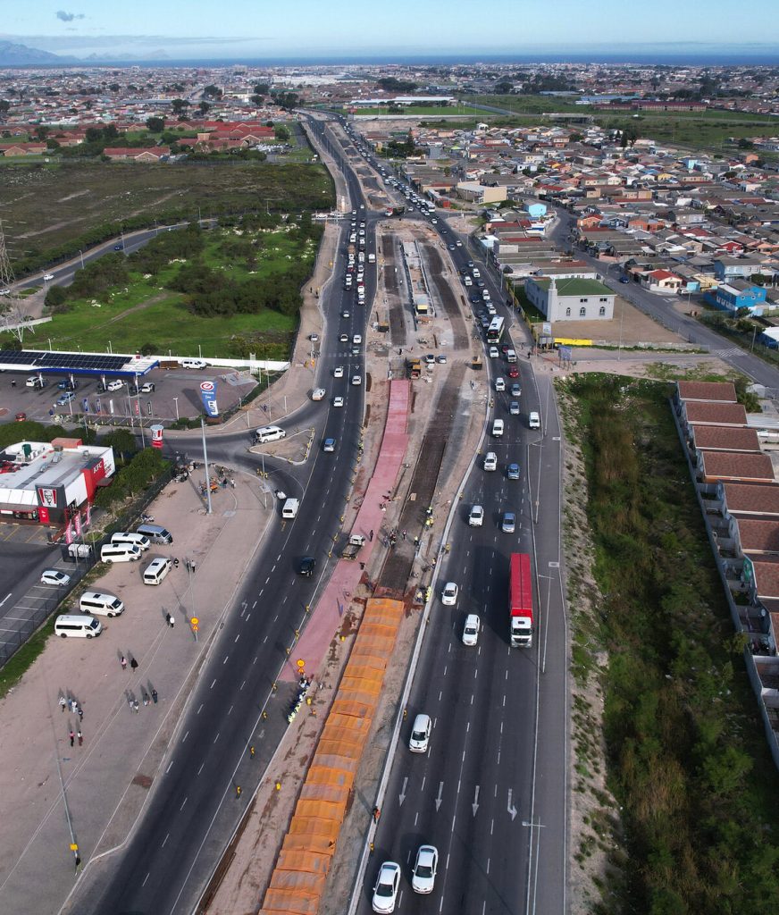 An aerial view of the work that is being done.
