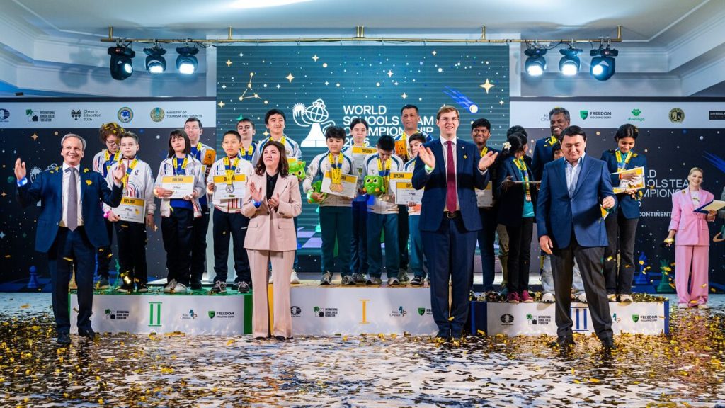 The winners are here at the closing ceremony of the Asian qualifying tournament, held in April.