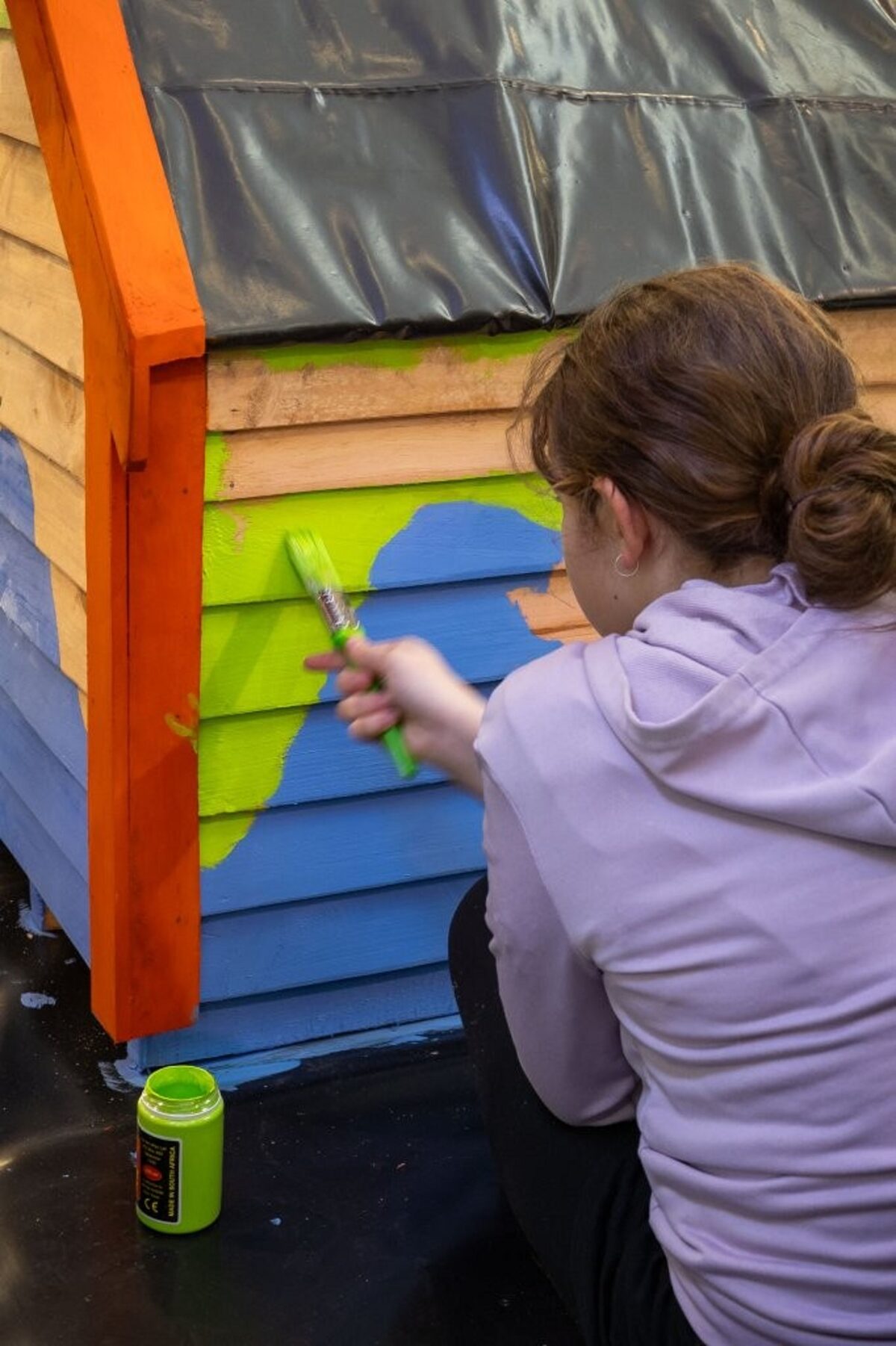 A volunteer hard at work
