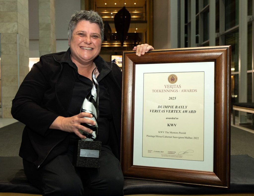 Izéle van Blerk, senior winemaker at KWV, won the prestiguous Duimpie Bayly Vertex Award last year.