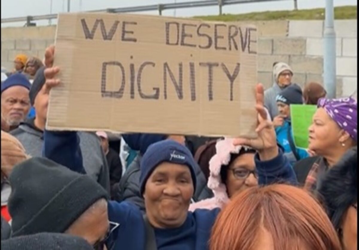 The first picket took place yesterday outside the Sassa offices in Mitchells Plain.