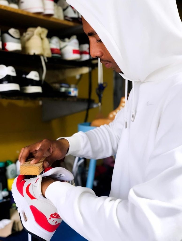Moestafa Meyer discovered a passion for cleaning shoes after a party.