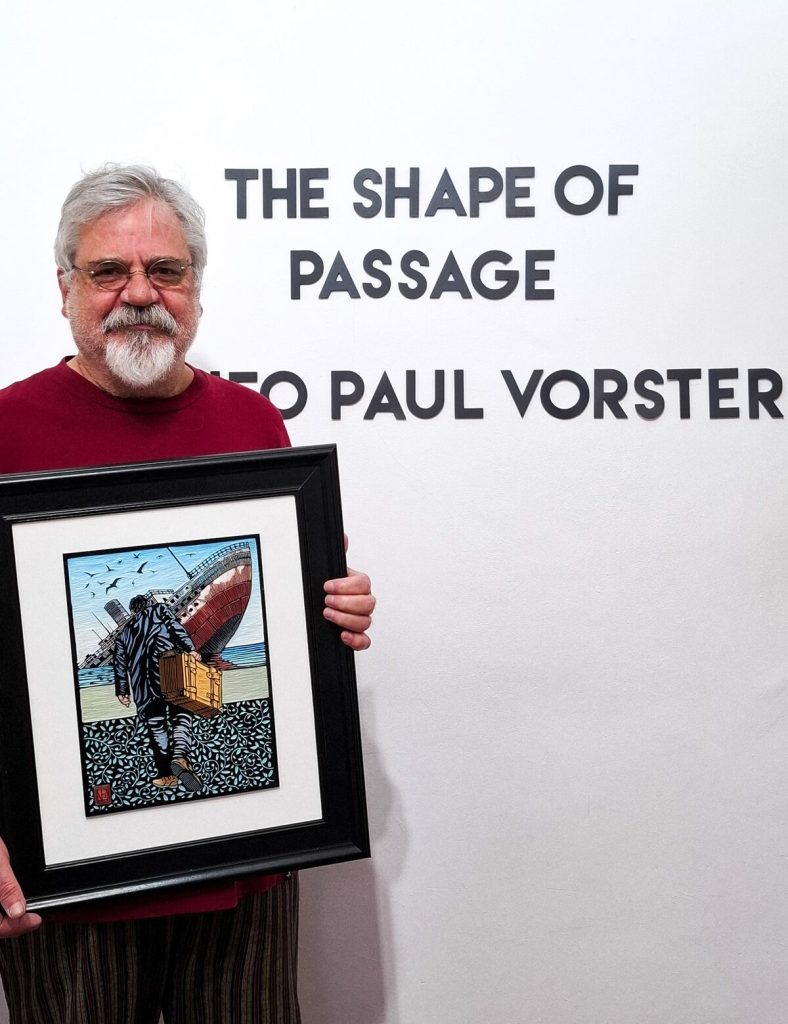 Theo Paul Vorster with his art work titled “The Idealistic Traveler”.