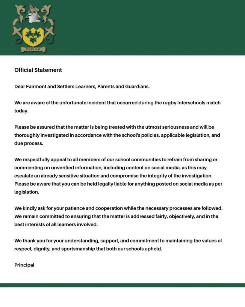 A statement by Fairmont High School