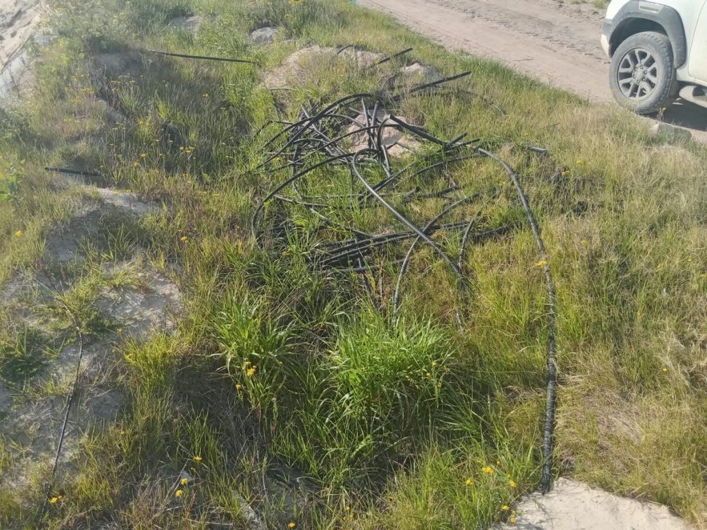 The rubber casings of stolen cables