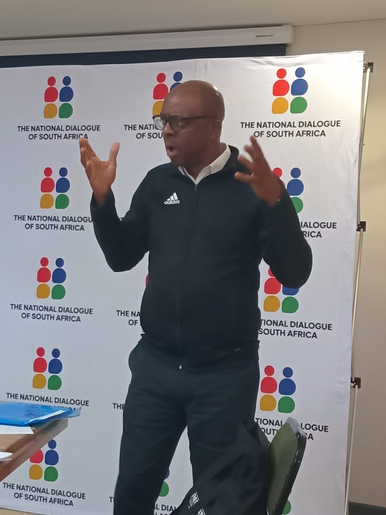 Edgar Mabothe explains the purpose of the National Dialogue.