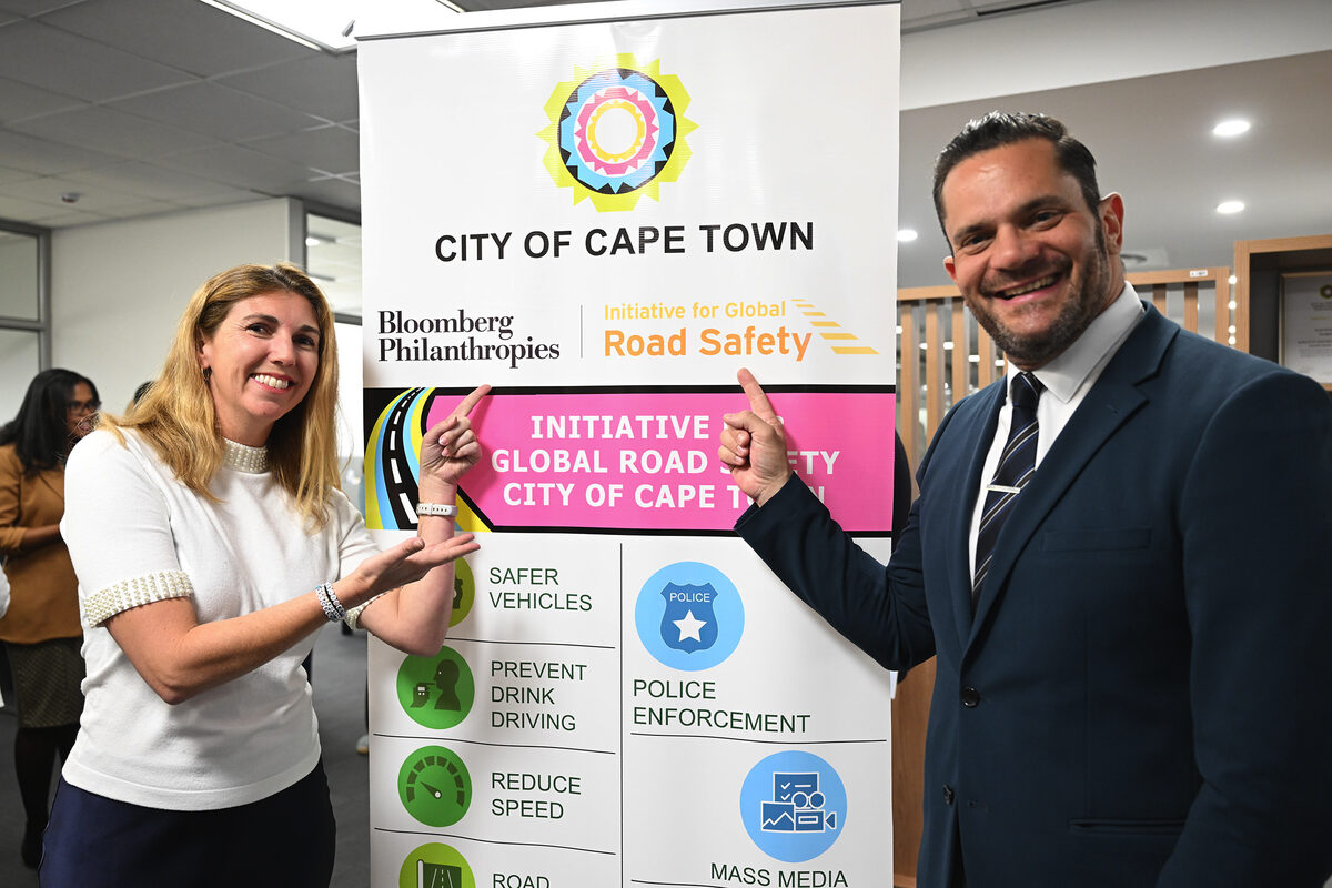 Mayco member for urban mobility, Rob Quintas and BIGRS director of injury prevention Kelly Larson at the launch this week.