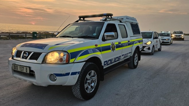 Police leading the convoy of patrol vehicles during the recent mass patrol.