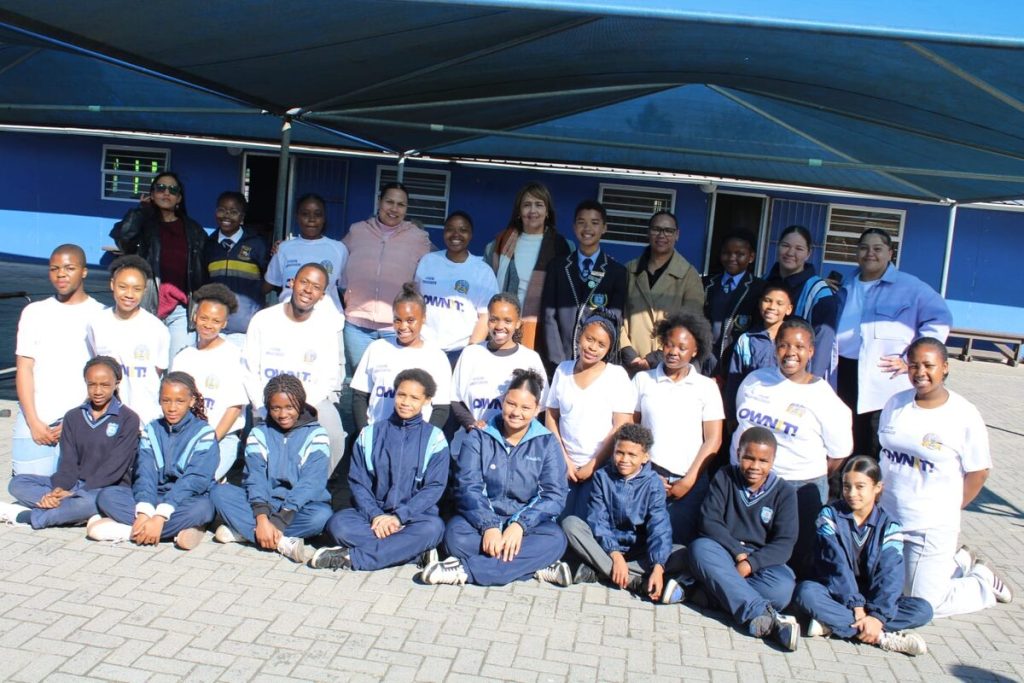 Soneike High School's Own It! ambassadors with the ambassadors and some staff members of Rouxville Primary School.