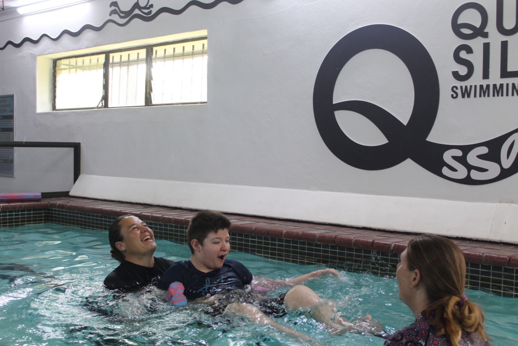 Sam de Beer in the pool at Quicksilver.