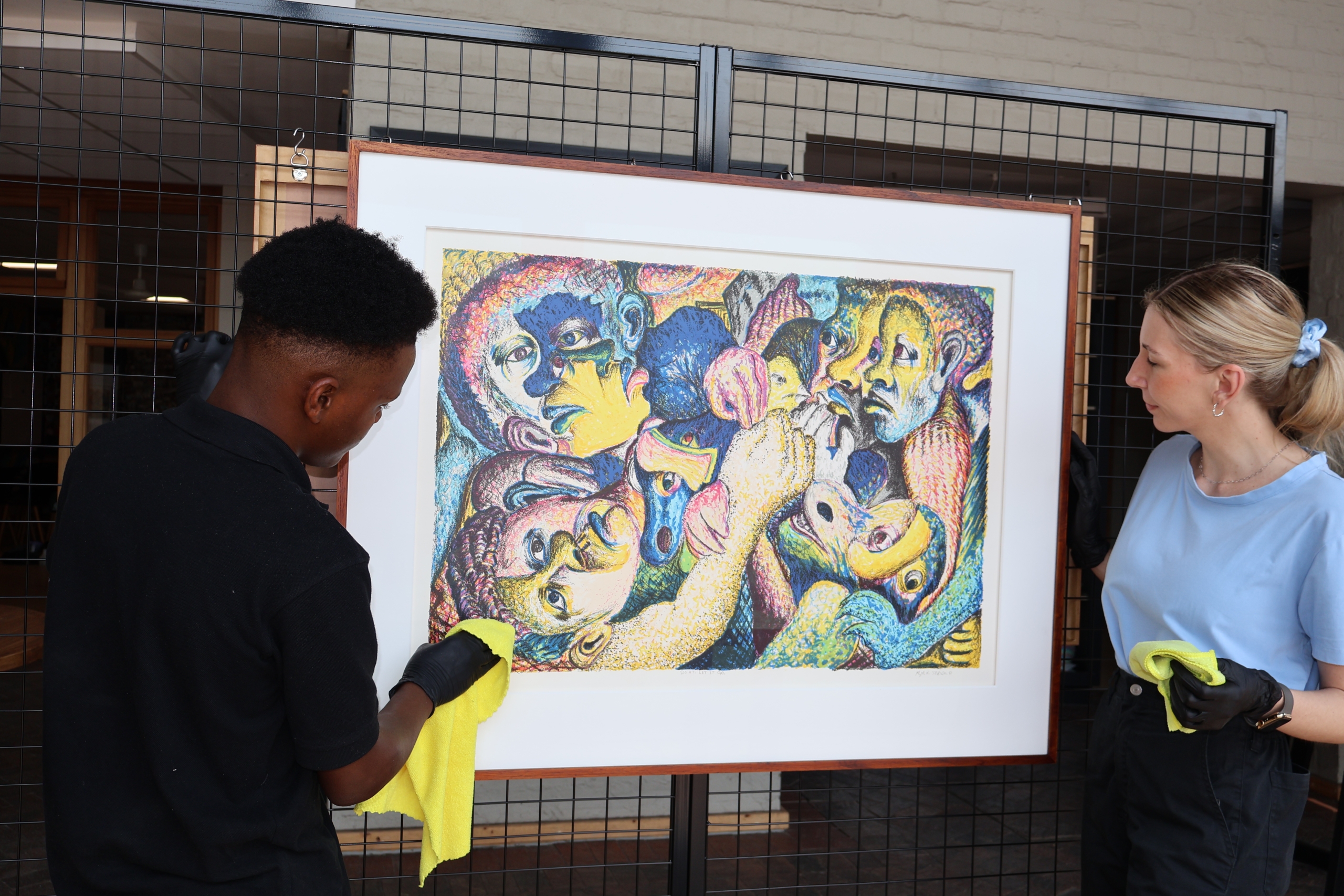 The artwork "Don't let it go" by South African artist Helen Sebidi forms part of the Art Exhibition at The Nex Campus in Delft.