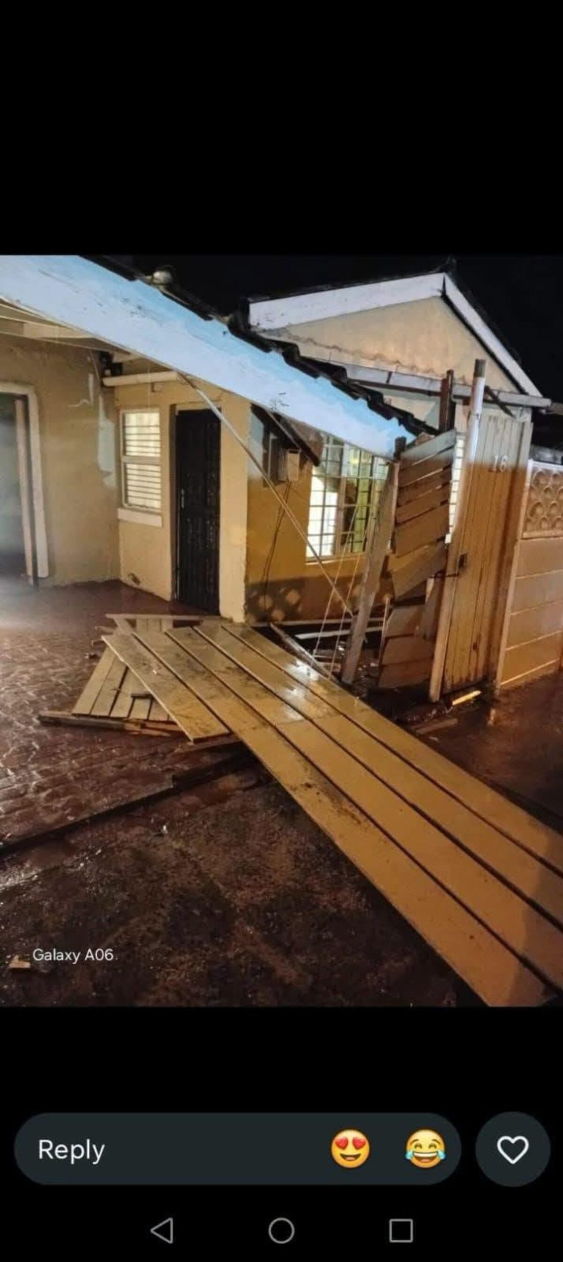 The roofs were blown off several home and garages.