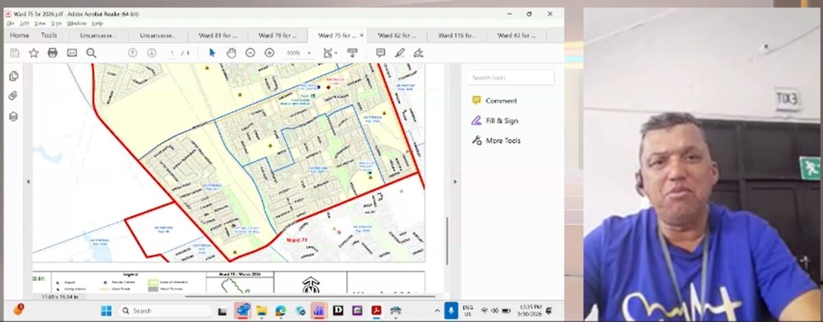 Councillor Ashley Potts hosts an online meeting to discuss the changes in Mitchells Plain's ward boundaries.