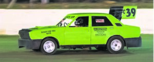 Dirt oval race action on Saturday