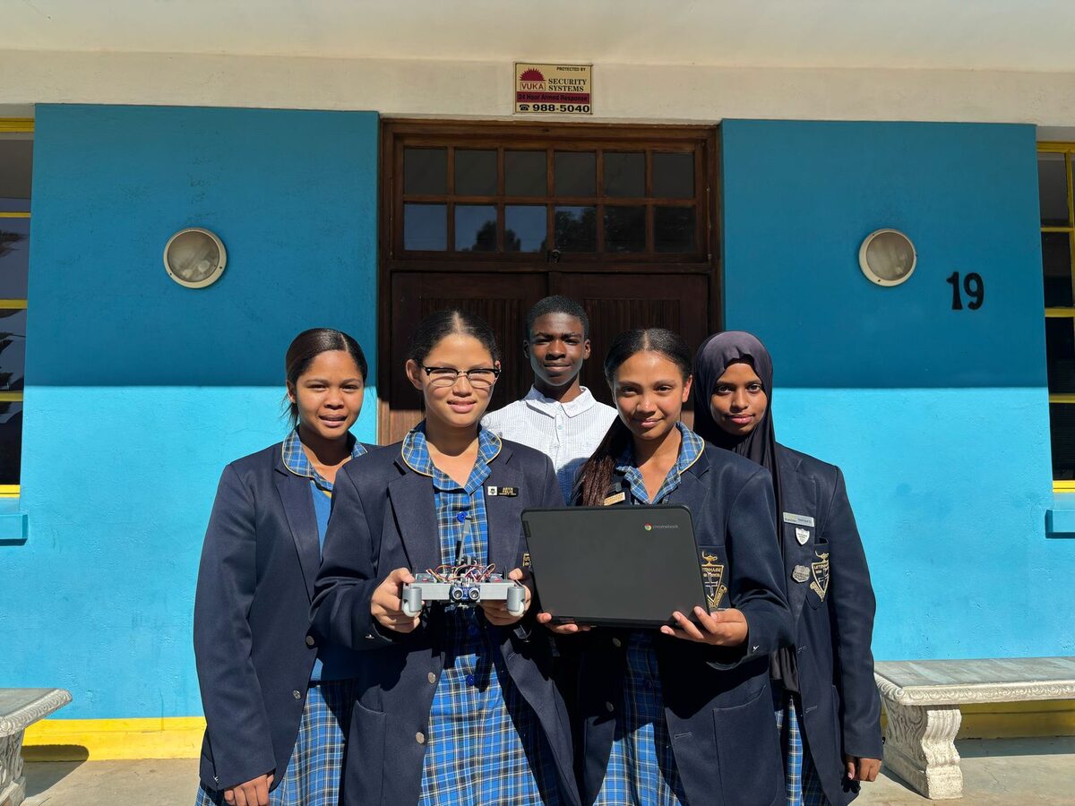 Team KAI, from left, are Amy Brown (Grade 9), Aryn Felix (Grade 9), Kelvin Sarpong (Grade 8), Mareldiah Raubenheimer (Grade10) and Nashaad Qamal (Grade 9).