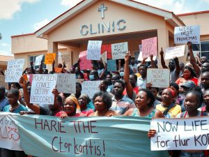 Residents protest in front of Rosedale Clinic