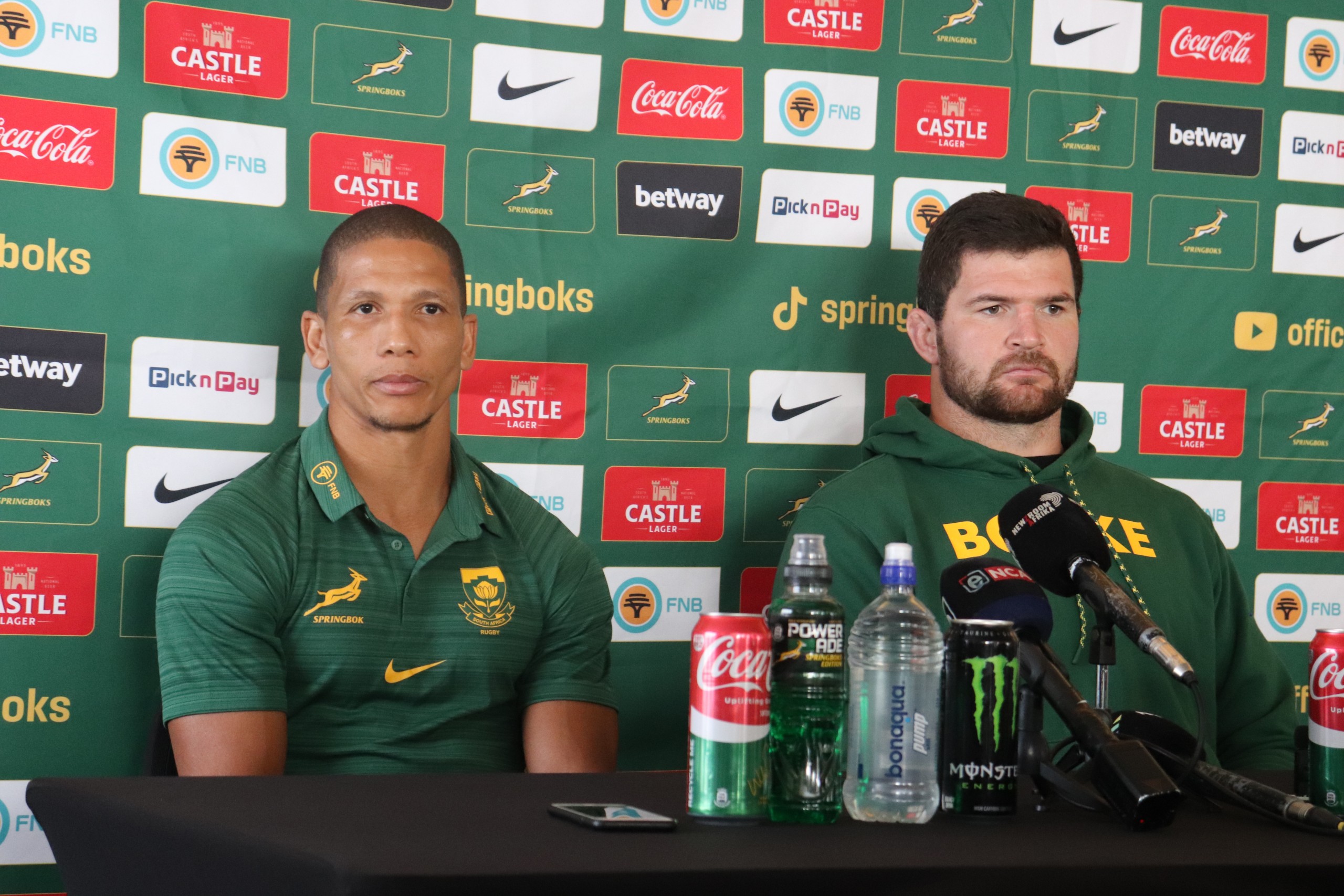 Photo of Manie Libbok and Marco van Staden ahead of the Castle Lager Test Series in Gqeberha.