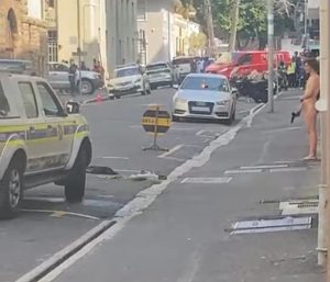 WATCH: Nude gunman causes chaos outside Western Cape High Court